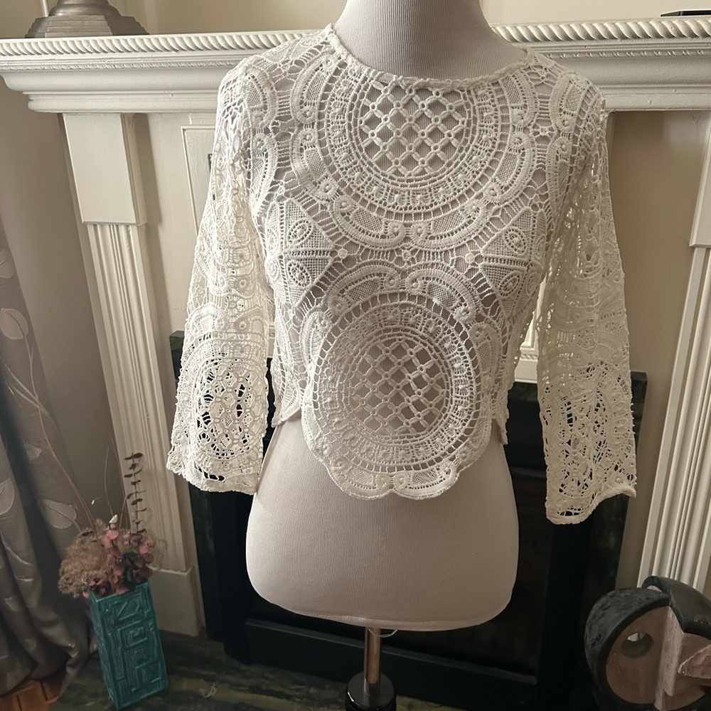 White Crochet Blouse